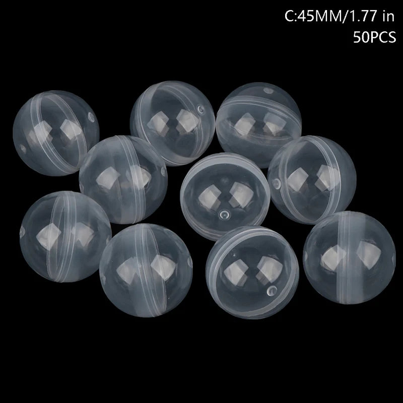 50Pcs/pack 28-50mm Can Open Transparency Plastic Capsule Toy Surprise Ball Tiny Container Making Things Model Gift Peaceful Pleasures Health and Wellness C-45mm