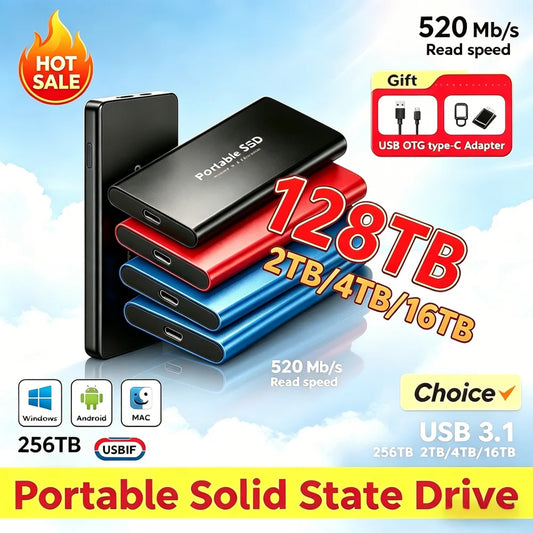 4TB Portable External SSD USB 3.2 Ultra Slim High-Speed Drive External SSD Drive Peaceful Pleasures Health and Wellness