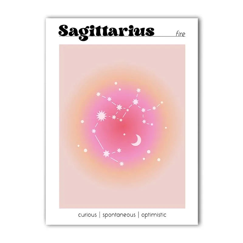 Nordic Constellation Canvas Wall Art | Astrology Gradient Poster Canvas Wall Art Peaceful Pleasures Health and Wellness