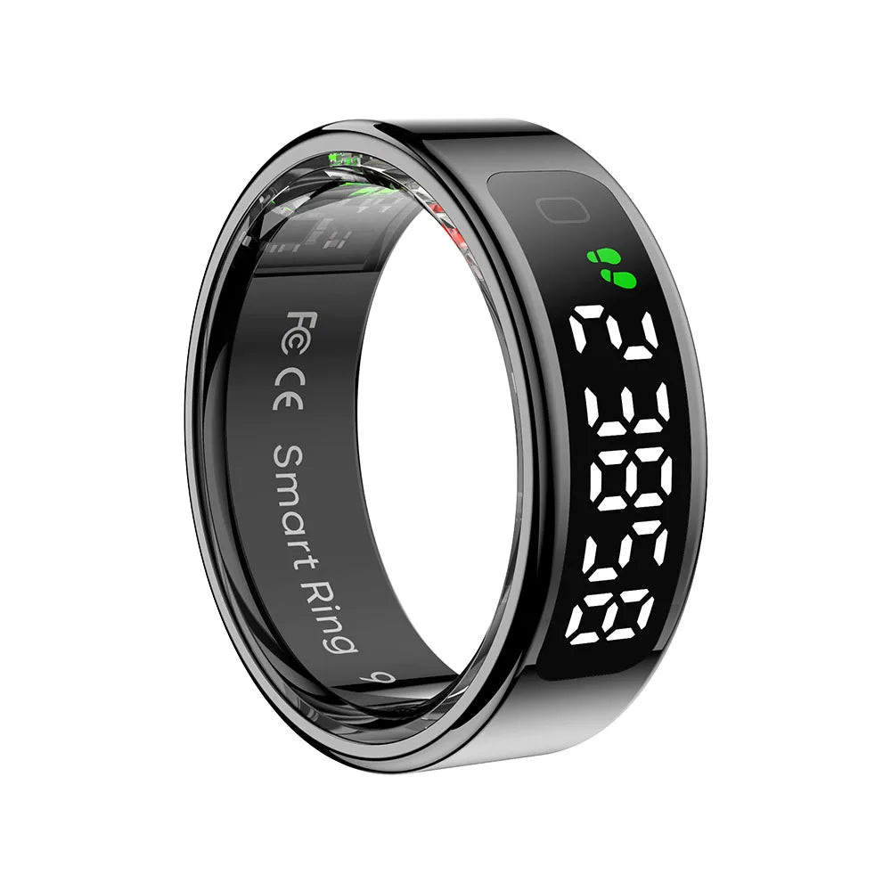 Fashion Smart Ring with Display Screen and Touch, Wireless Charging, Health Manager, IP68 5ATM Waterproof For Men Women 2025 New Peaceful Pleasures Health and Wellness Black Cable 13