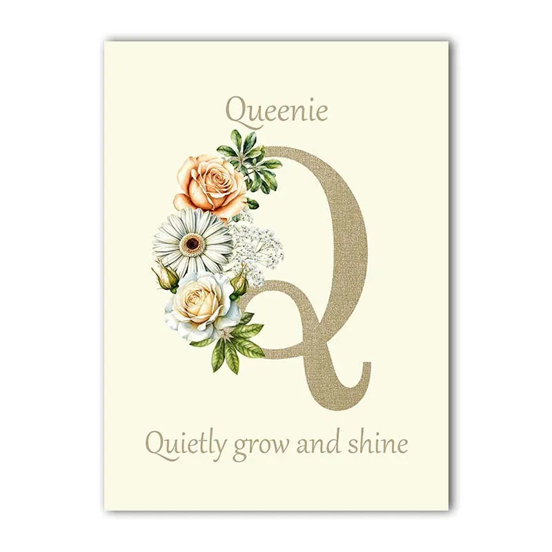 Custom Name Nursery Canvas Art | Bunny Floral Kids Wall Decor Nursery Canvas Print Peaceful Pleasures Health and Wellness