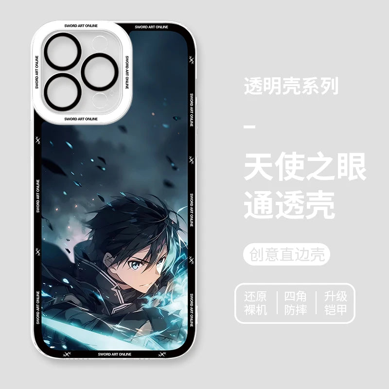 Japanese Anime Sword Art Online Phone Case for Iphone 17 16 15 14 13 12 11 Pro Max Plus Mini Air Asuna Kirito Phone Cover Peaceful Pleasures Health and Wellness