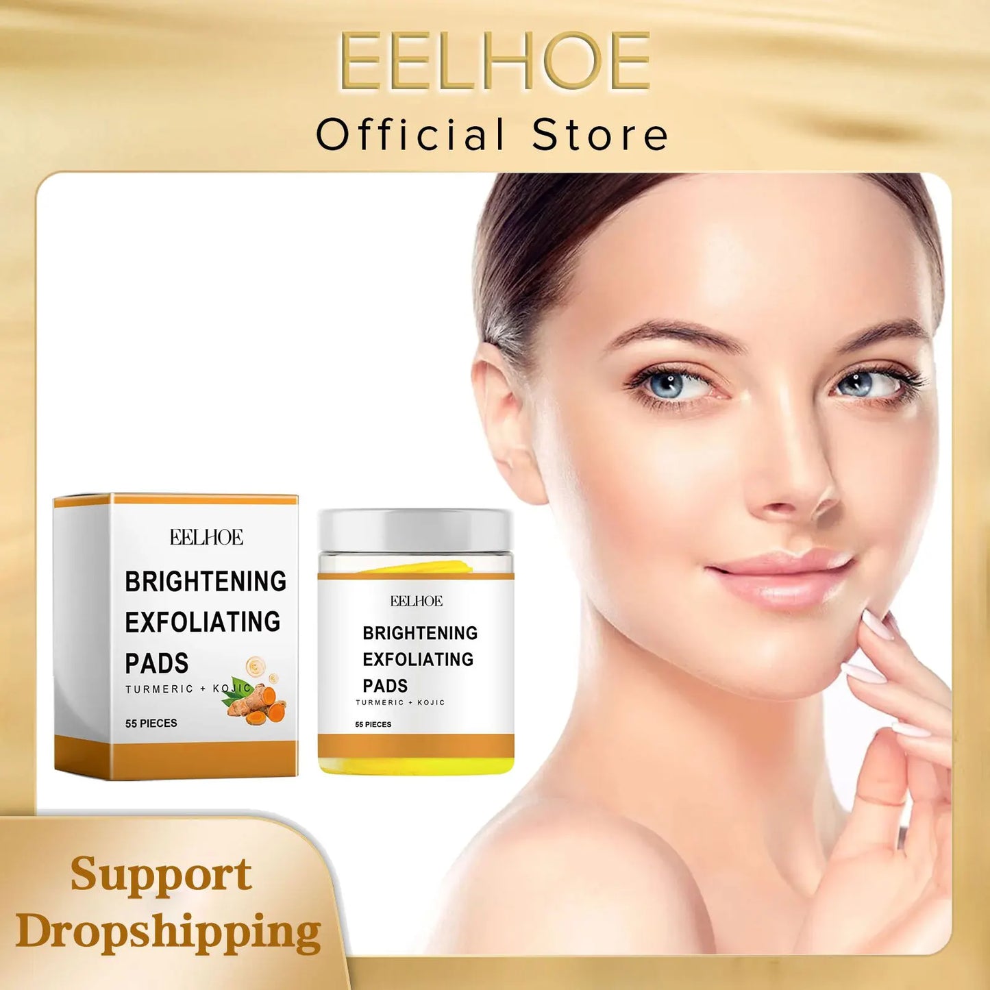 EELHOE Turmeric Kojic Acid Exfoliating Facial Pads 55Pcs