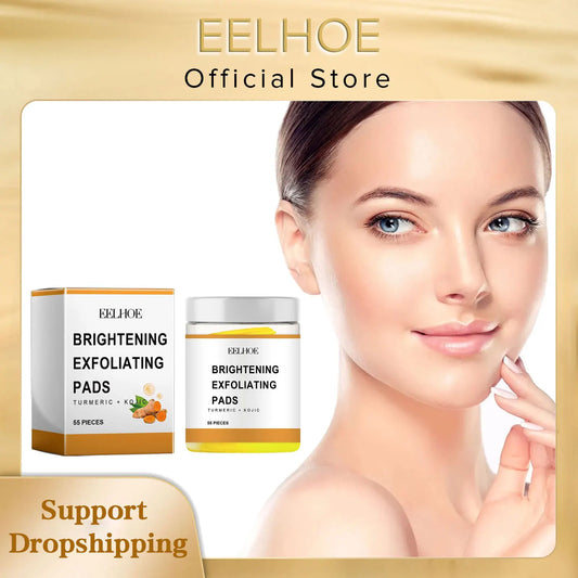 EELHOE Turmeric Kojic Acid Exfoliating Facial Pads 55Pcs Exfoliating Facial Pads Peaceful Pleasures Health and Wellness