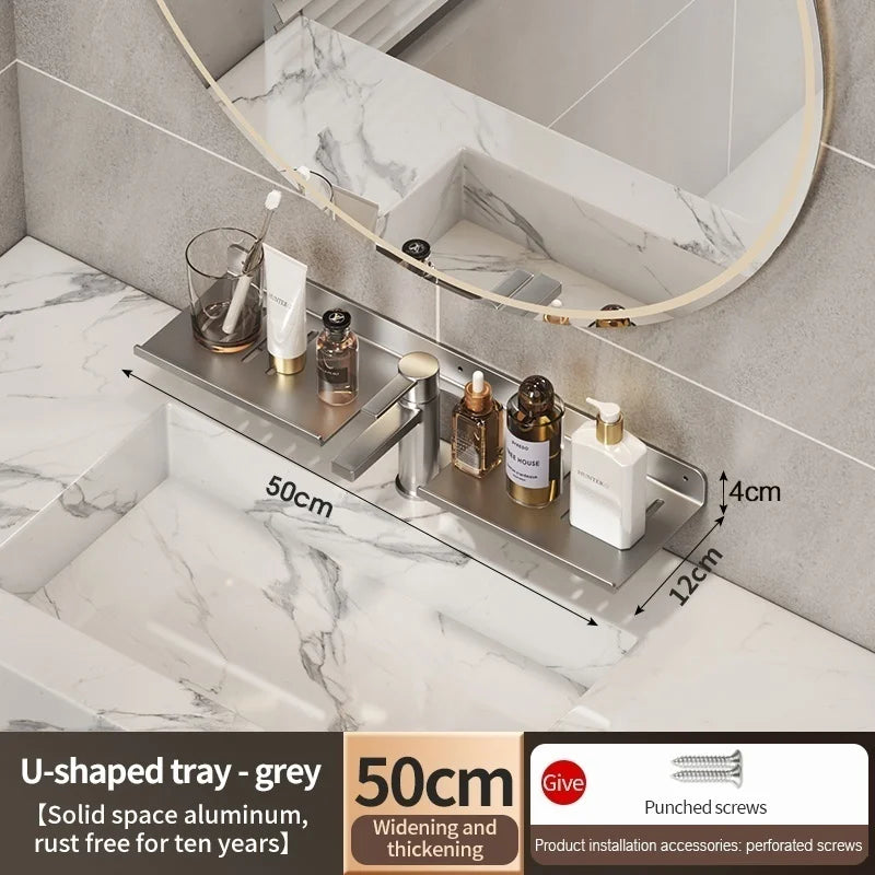 Aluminum Bathroom Wall Shelf & Washbasin Storage Rack | YUNJIEYA