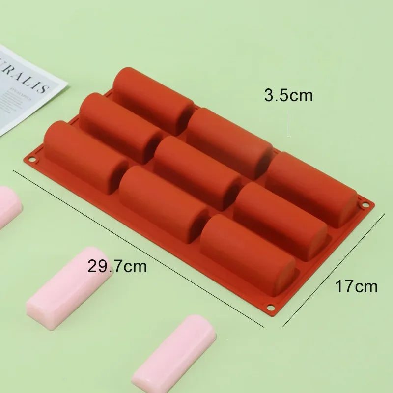Baking Tools 9 Cavity Silicone Mold 3D Stick Half-cylindrical Long