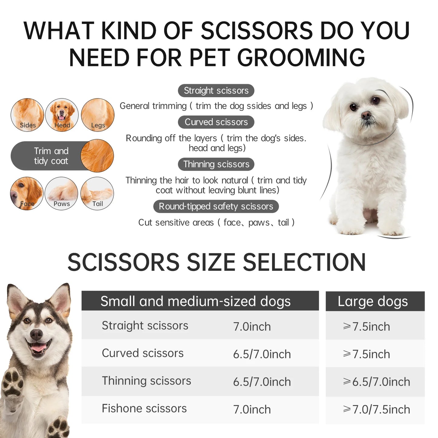Dog Scissors for Grooming Stainless 8" Professional Pet Scissors Curved Chunker Scissors for Groomer Bend Down Thinning Shears Peaceful Pleasures Health and Wellness