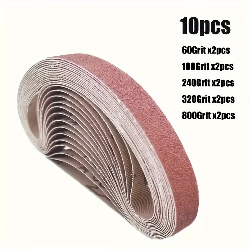 10pcs 60/100/240/320/800#Small Mini Belt Sander For Grinding Stainless Steel Polishing Rust Removing Abrasive Fabric 520x20mm Peaceful Pleasures Health and Wellness 10Pcs mix