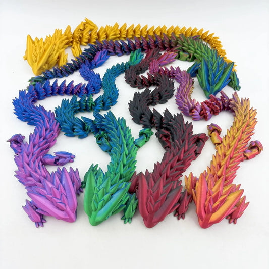 2-Piece Set with Random Color Gradient, Dragon King Design, 3D Printed Articulated Dragon, Luminous Version Available, Movable, Multi-Color Gradient Crystal Dragon, Creative Ornament for Office Display, Statue Decoration Peaceful Pleasures Health and Wellness