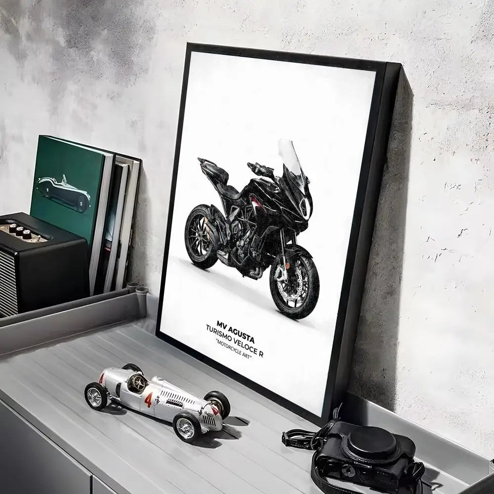 Cool Motorcycle A_AgustaS Design HD Linen Canvas Poster Wall Art Prints for Living Room Bedroom Office Home Decoration Gift Peaceful Pleasures Health and Wellness Black20 55x75cm