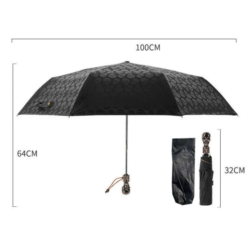 Skull Print Auto Folding Umbrella – UV & Rain Protection