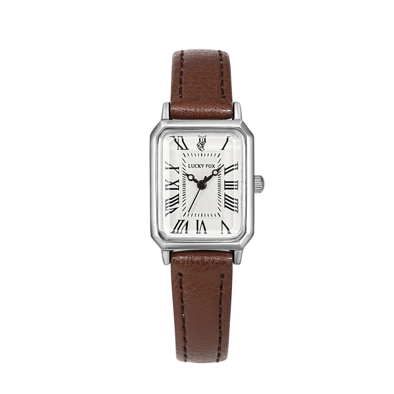 Fashion Rectangle Quartz Wrist Watch for Women Luxury Brand Roman Dial Leather Strap Ladies Watches Clock Peaceful Pleasures Health and Wellness Brown