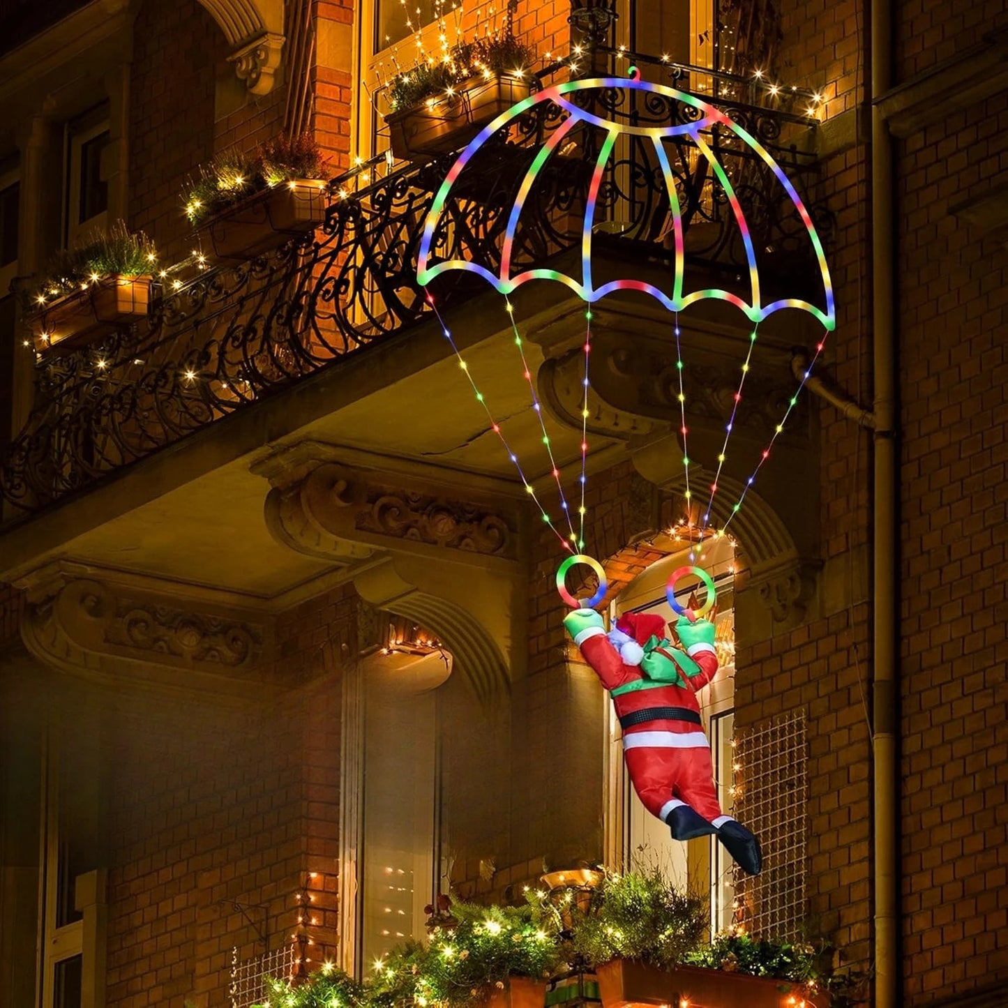Santa Claus Parachute Christmas Lights | Indoor & Outdoor
