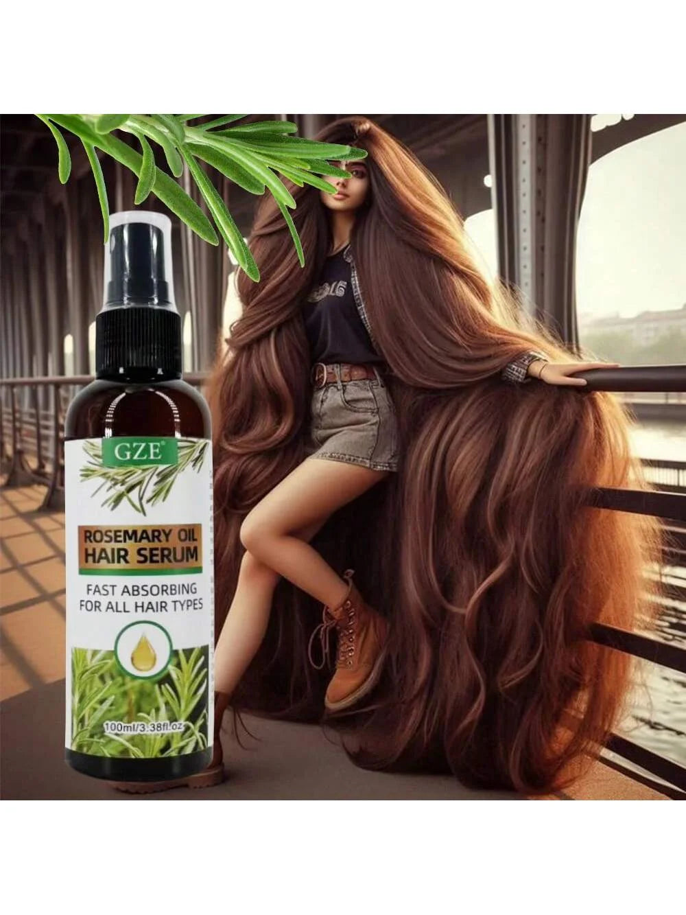 GZE Rosemary Oil Hair Serum Mist – Heat Protection & Repair Hair Serum Mist Peaceful Pleasures Health and Wellness
