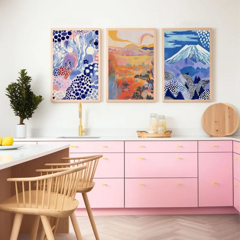 Midcentury Modern Botanical Sunset Canvas Wall Art Print