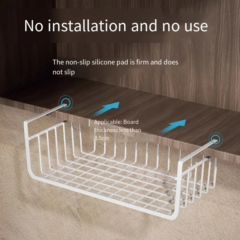Iron Hanging Cabinet Basket Rack – Kitchen & Home Organizer