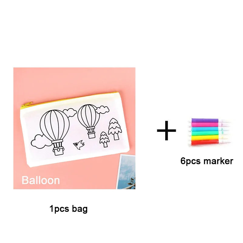 Non Woven Pen Bag DIY Coloring Stationery Kids Students Painting Toys