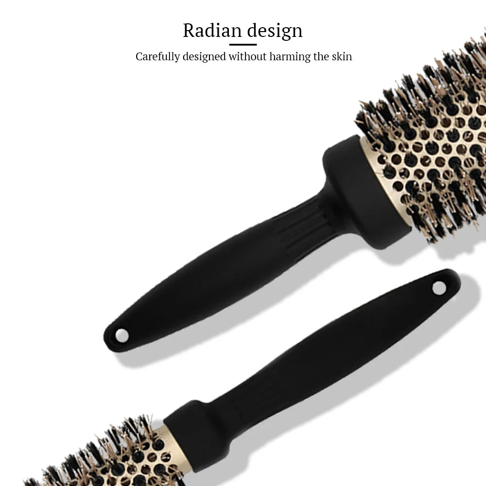 Ceramic Round Barrel Comb – 5 Sizes, Heat Resistant Styling Tool