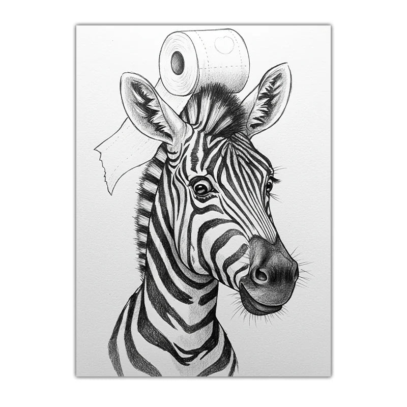 Funny Black & White Animal Canvas Wall Art – Elephant & Panda Canvas Wall Art Peaceful Pleasures Health and Wellness 04 15x20cm No Frame China Mainland
