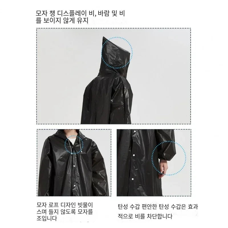 EVA Unisex Waterproof Raincoat – Hooded, Foldable Outdoor Wear
