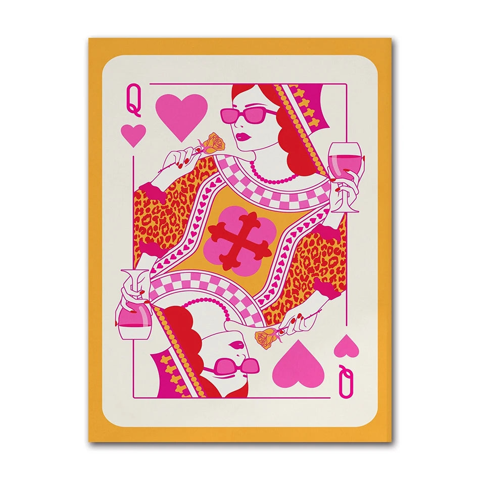 Queen of Hearts Leopard Canvas Wall Art | Dorm Room Decor