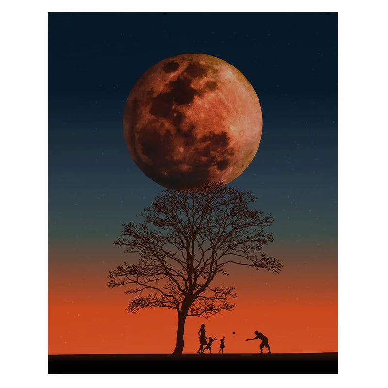 Abstract Wall Art Landscape Tree Sun Moon Silhouette Canvas Painting Modern Style Poster Prints for Living Room Wall Decor Peaceful Pleasures Health and Wellness 01 50x70cm NoFrame China Mainland