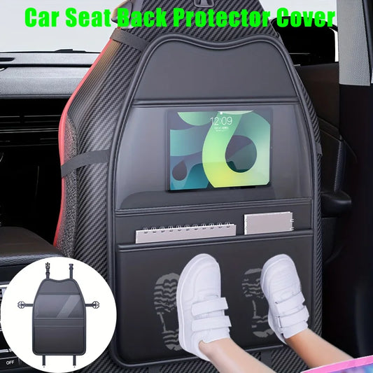 PU Leather Car Seat Back Protector with Pockets & Tablet Holder Car Seat Protector Oasis Select
