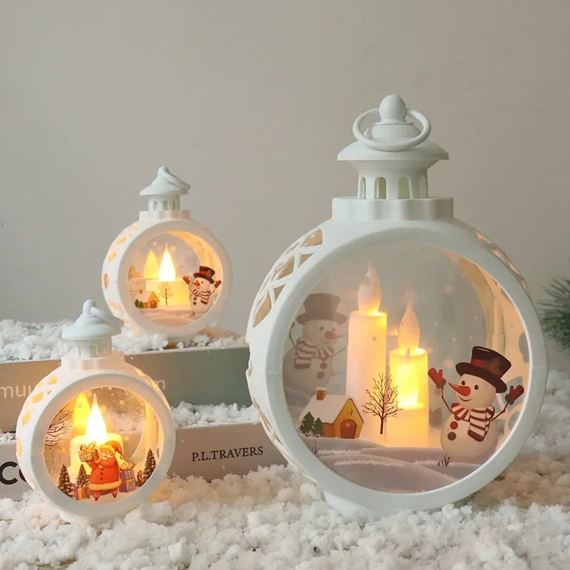 Santa Claus & Snowman Retro Night Light Decoration Hanging LED Lights Luminous Gift Christmas Decorations for Window Display Peaceful Pleasures Health and Wellness