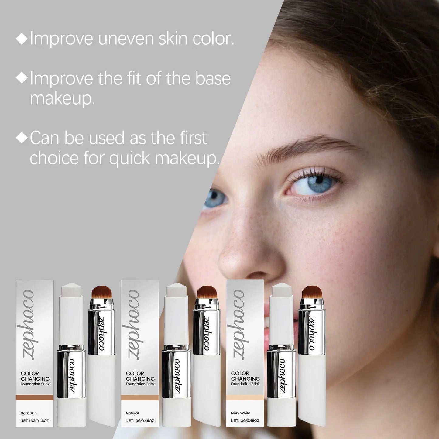 Zephoco Color-Changing Foundation Stick | Matte, Brightening