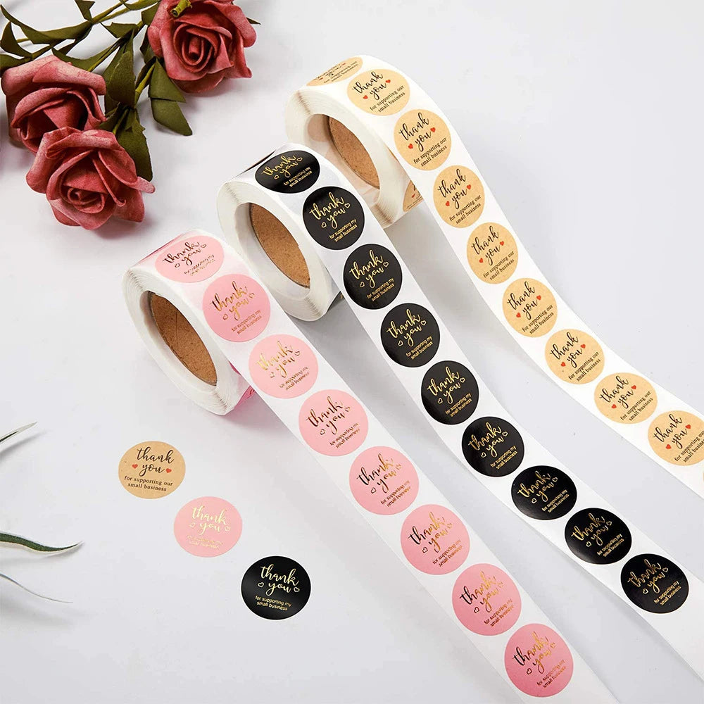 Thank You For The Stickers Stickers Pink And Black Hot Stamping Sealing Envelope Gift, Wedding Roll Up And Circular Shape Peaceful Pleasures Health and Wellness