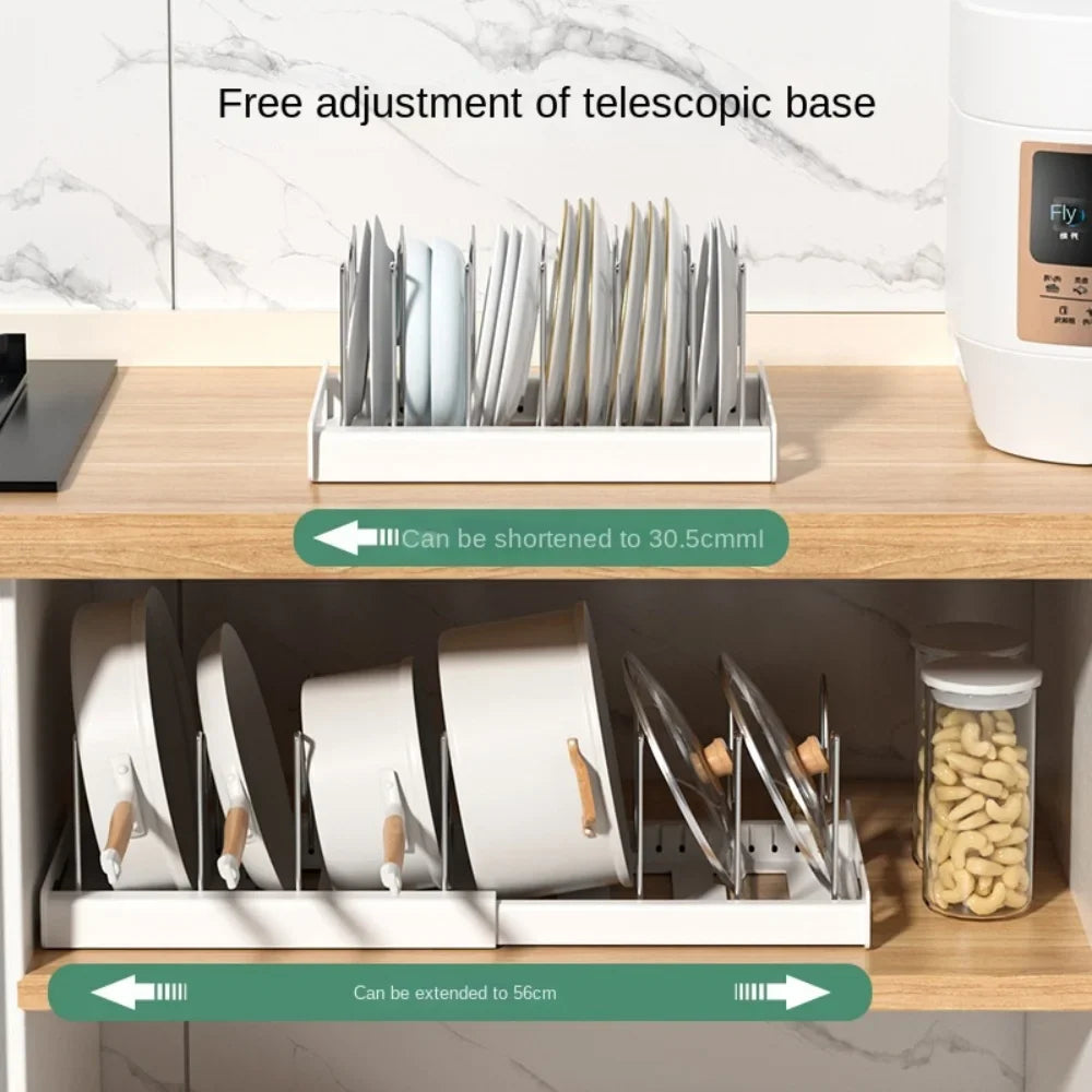 Foldable Kitchen Pot Lid & Utensil Storage Rack Organizer