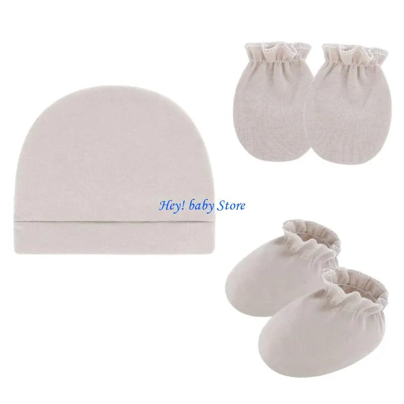 Baby Bonnet Hat Mittens & Booties 3-Piece Set | 0–6 Months