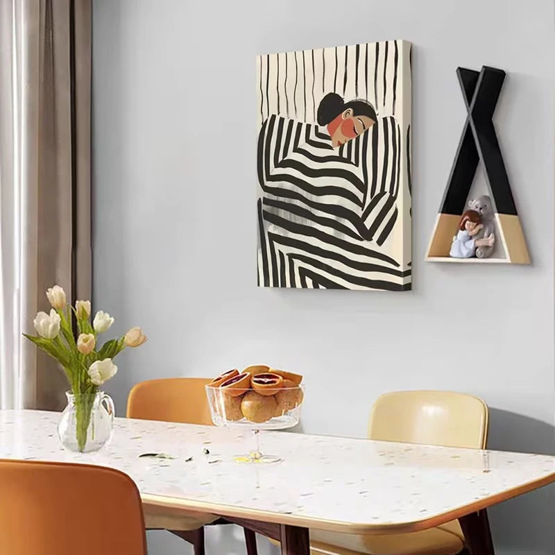Modern Black & White Abstract Canvas Wall Art Print | Home Decor