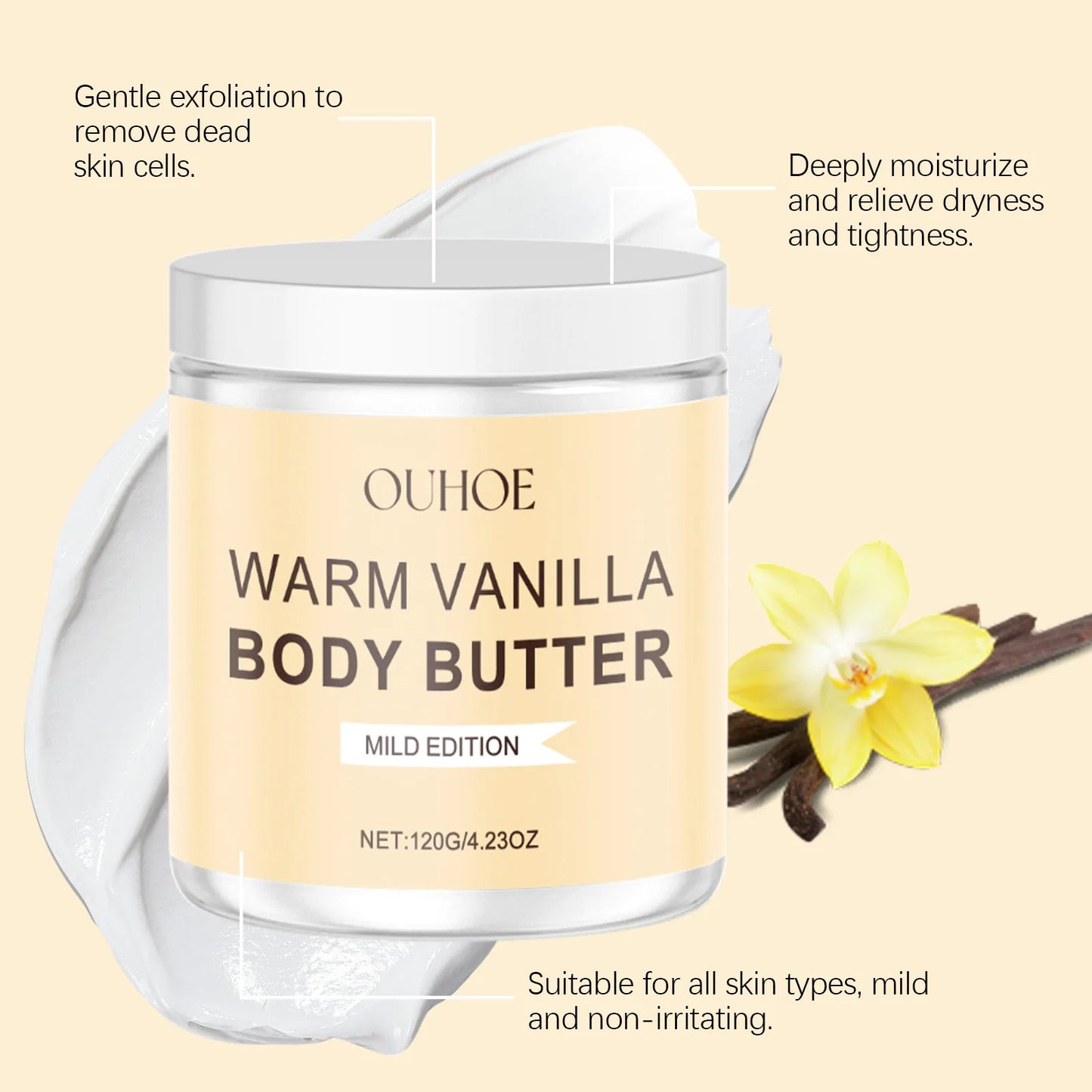 Vanilla Exfoliating Body Scrub – Moisturizing & Brightening 120g