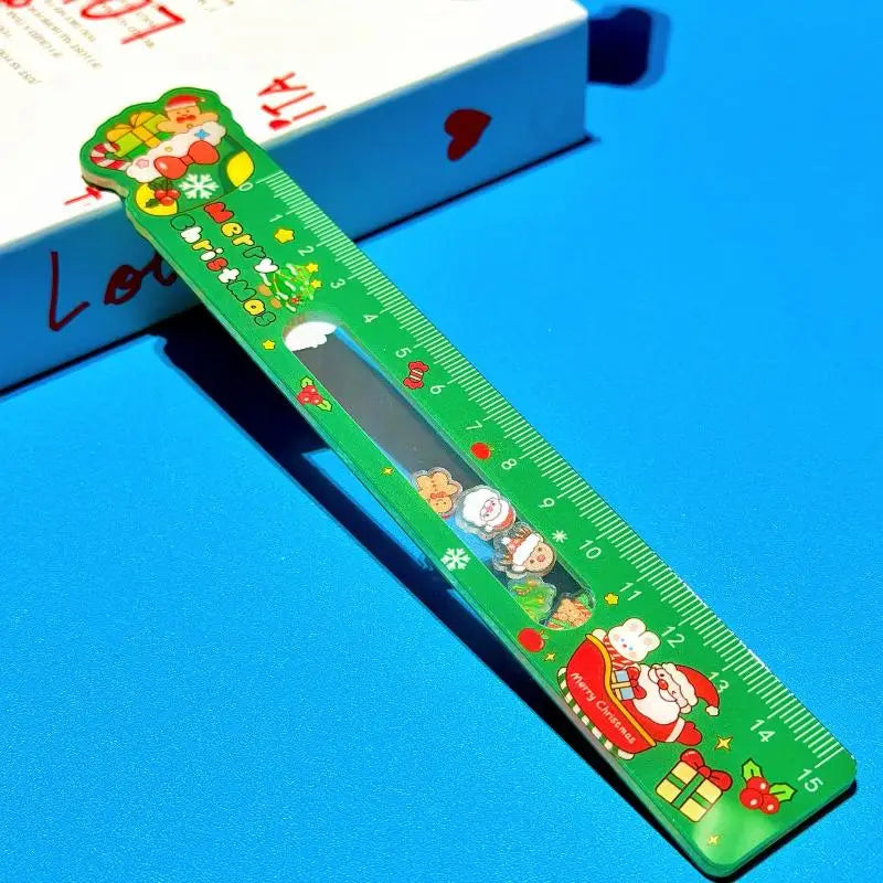 Christmas Cartoon Ruler – Santa & Snowman Holiday Stationery