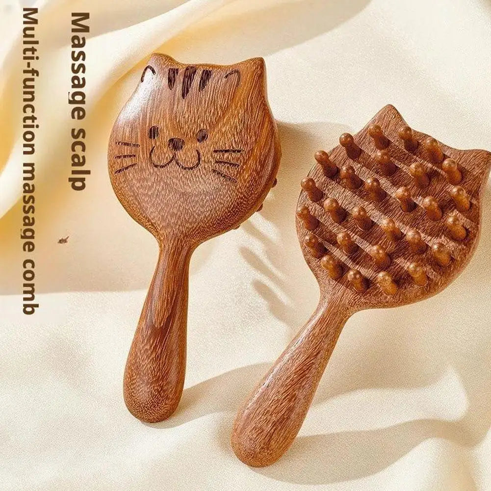 Sandalwood Wide Tooth Scalp Massage Comb – Gua Sha Hair Tool
