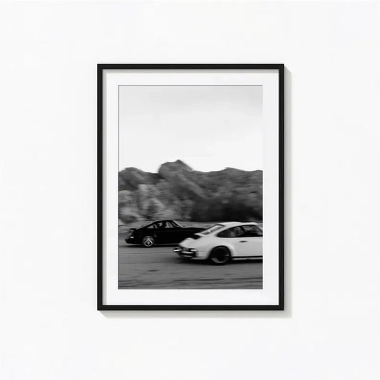 Vintage Car Black & White Canvas Wall Art Print | Home Decor Canvas Wall Art Peaceful Pleasures Health and Wellness G5227 30x40cm Black Framed