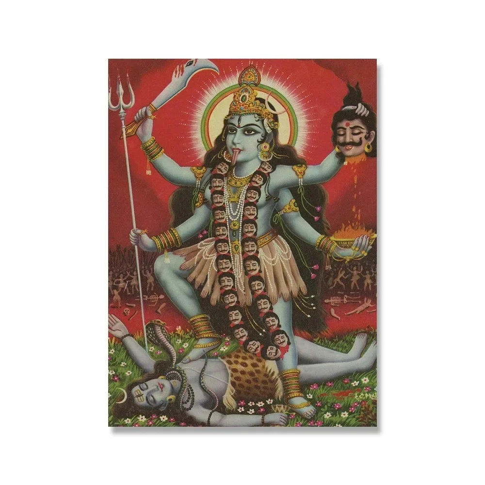 Shiva Parvati Poster Hinduism Religious Art Ganesha Canvas Painting Vishnu Printed Wall Picture Living Room Home Decoration Peaceful Pleasures Health and Wellness D 30x40cm