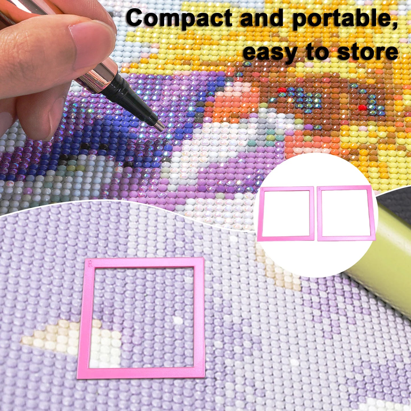 2Pcs Diamond Painting Positioning Frame Lightweight Diamond Painting Frame for Boys Girls Adults Students Home Office Leisure Peaceful Pleasures Health and Wellness