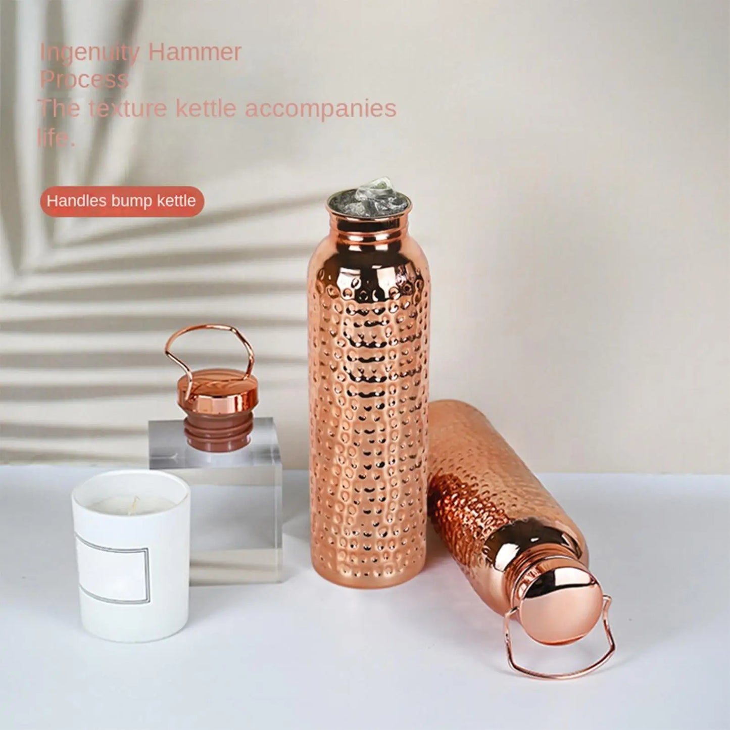 800ML Copper-Plated Stainless Steel Water Bottle | Hammer Pattern