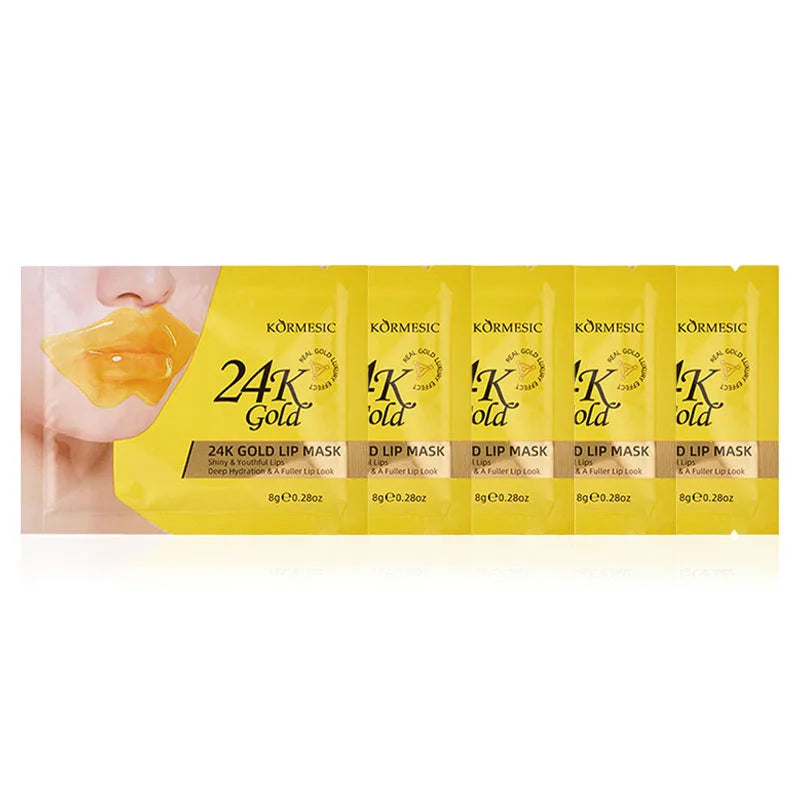 24K Gold Collagen Lip Mask – Hydrating Plumping Gel Patches 10pc