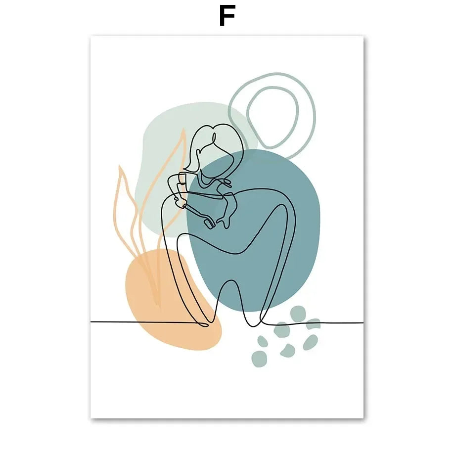 Dental Clinic Canvas Wall Art | Abstract Tooth Line Print