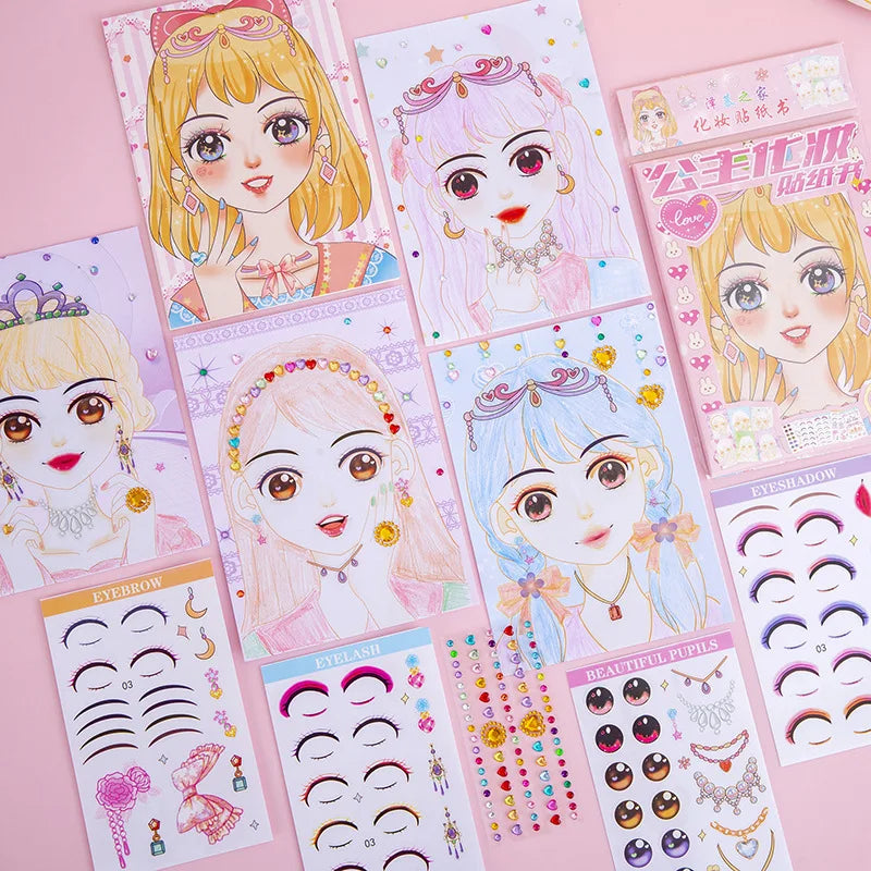 Makeup Sticker Book Kids Girls DIY Graffiti Filling Painting Picture