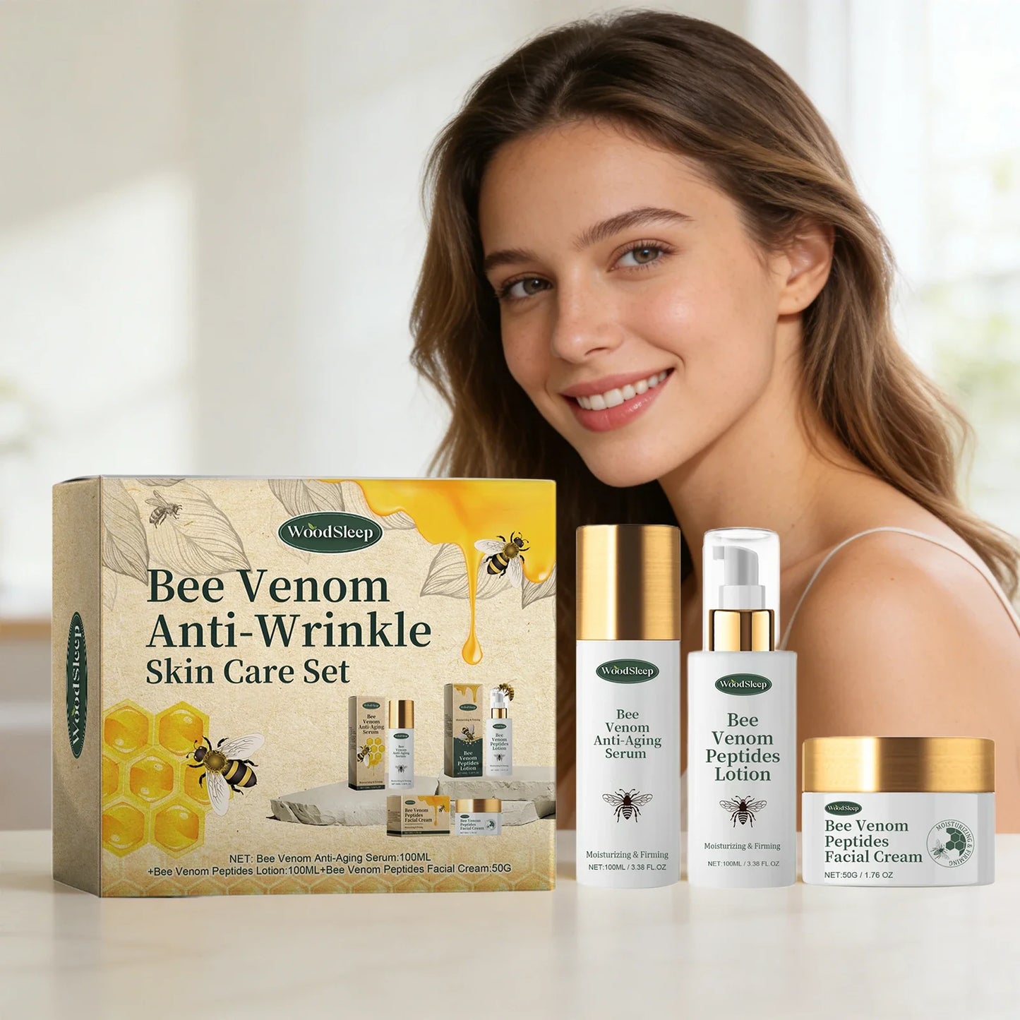 WOODSLEEP Bee Venom Anti-Aging Skincare Set – Serum & Cream