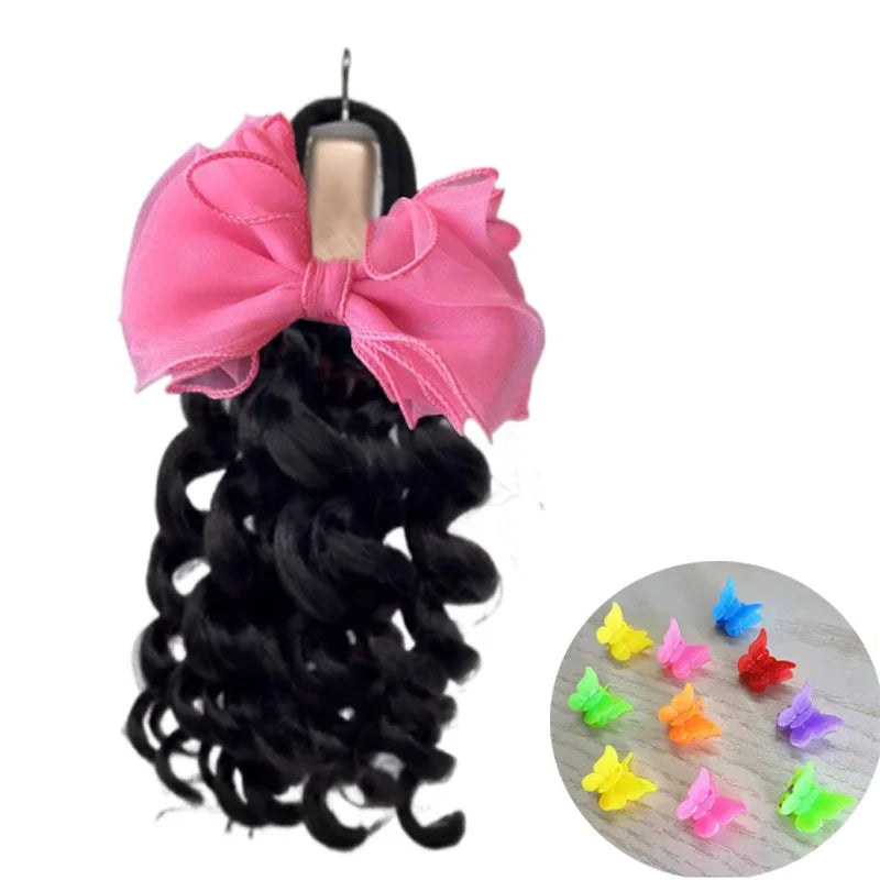 NEW 2pcs/Little Girls Ponytail Hair Extensions Kanekalon Human Hair Like Curly Wavy Private-lable Hair 10 Roots for Black Girls Peaceful Pleasures Health and Wellness colors 5