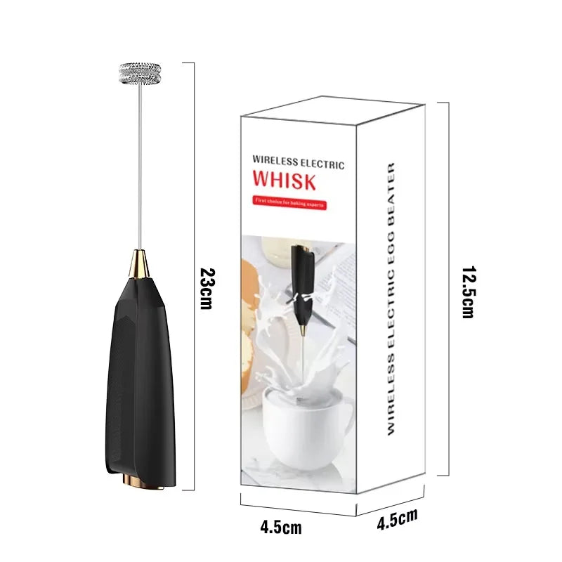 3-in-1 Wireless Electric Milk Frother Handheld Coffee Foam Maker Battery Powered Fast 15s Frothing Suitable For Lattes Peaceful Pleasures Health and Wellness Black