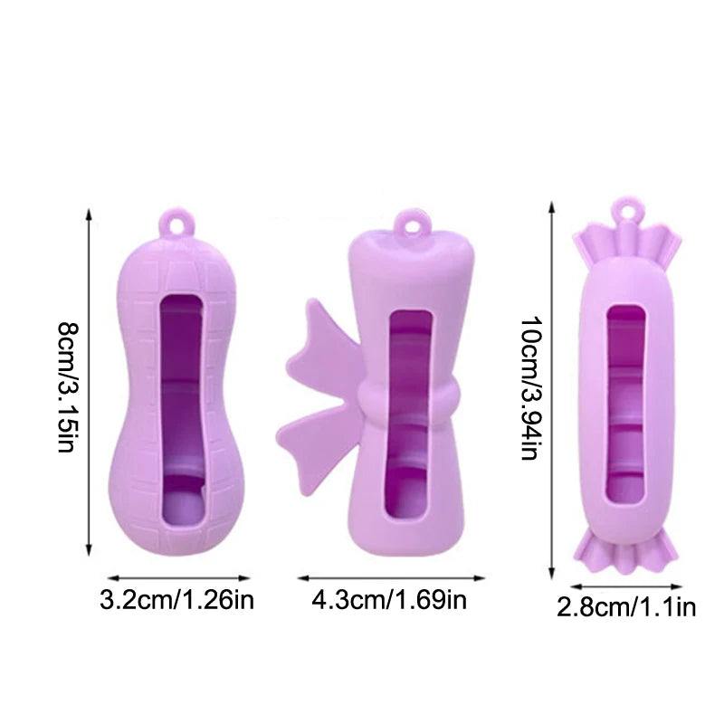 Bow Candy Peanut Shape Silicone Lipstick Cover Keychains Portable Solid Color Lipstick Storage Bag Light Weight Lip Balm Holder Peaceful Pleasures Health and Wellness