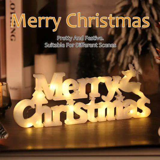 LED 3D Merry Christmas Marquee Light Sign | Holiday Tabletop Decor Holiday Light Sign Peaceful Pleasures Health and Wellness
