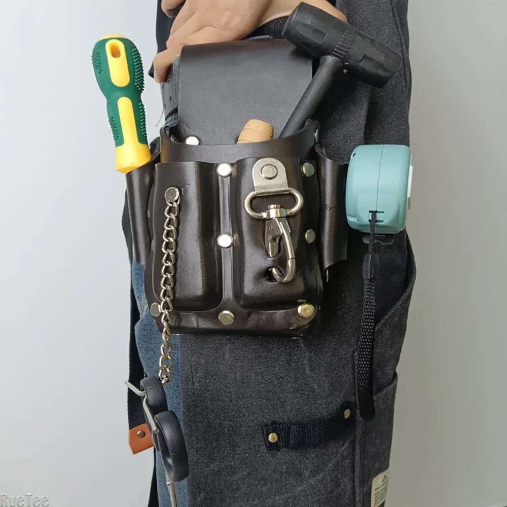 Vintage Cowhide Leather Tool Belt Bag | Electrician Organizer