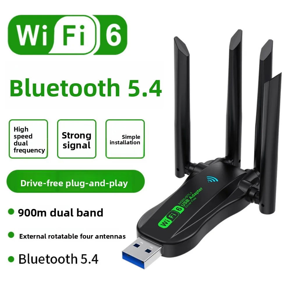 AX900 Dual Band WiFi6 USB Adapter Bluetooth 5.4 2.4G/5Ghz 900Mbps WiFi Dongle Powerful Receiver Wireless Network Card Peaceful Pleasures Health and Wellness